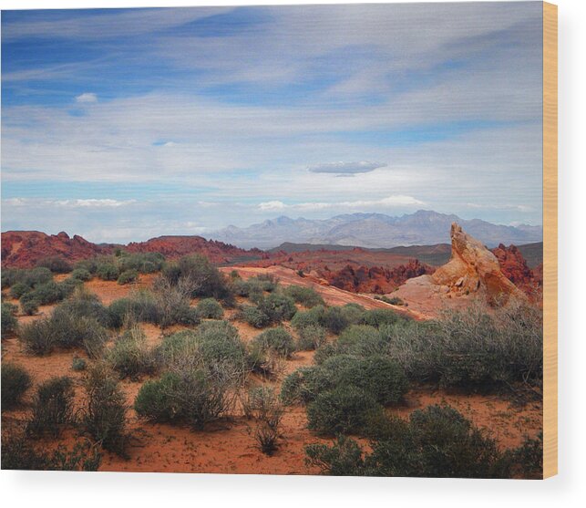 Valley Of Fire Wood Print featuring the photograph Far Off Across The Desert by Frank Wilson