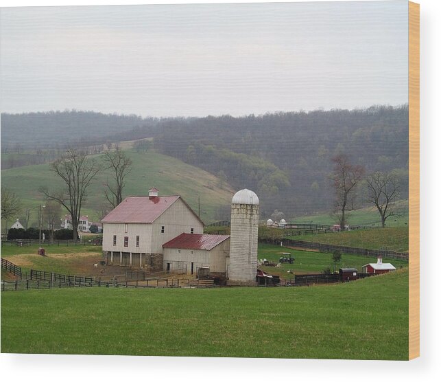 Country Wood Print featuring the photograph Farm in the Hills by Loretta Pokorny