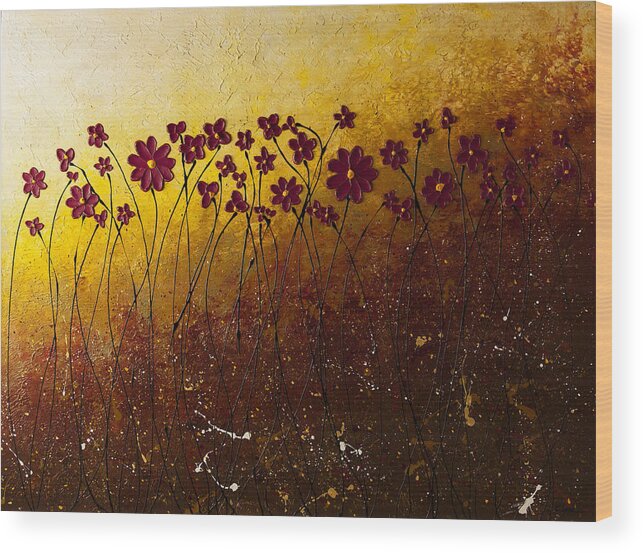 Abstract Art Wood Print featuring the painting Fiori di Campo by Carmen Guedez