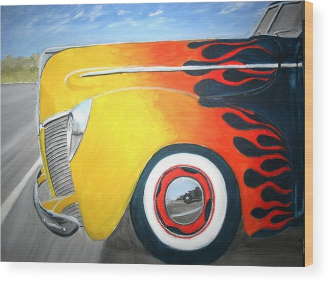 Transportation Wood Print featuring the painting Flames by Stacy C Bottoms