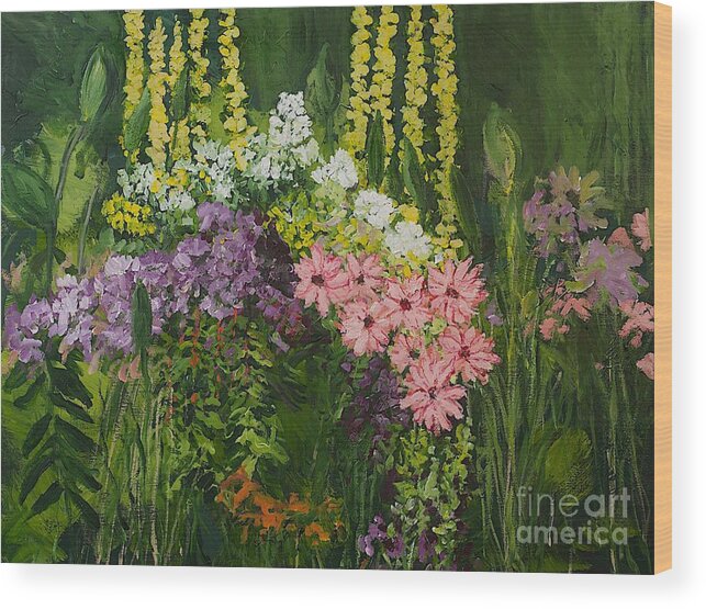Landscape Wood Print featuring the painting Flower Dance by Allan P Friedlander