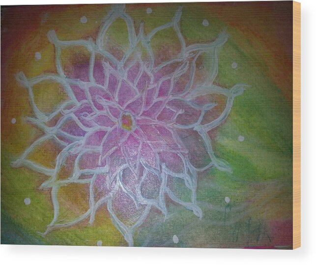 Manadala Wood Print featuring the painting Flower Mandala by Kelly Dallas