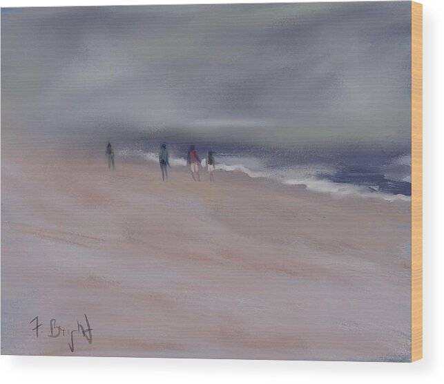 Ipad Painting Wood Print featuring the digital art Fog On Folly Field Beach by Frank Bright