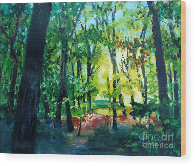Painting Wood Print featuring the painting Forest Scene 1 by Kathy Braud