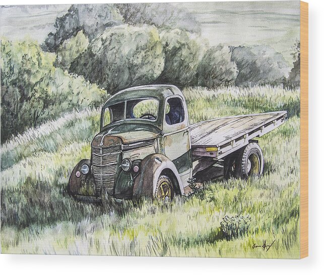 Truck Wood Print featuring the painting Forgotten by Aaron Spong