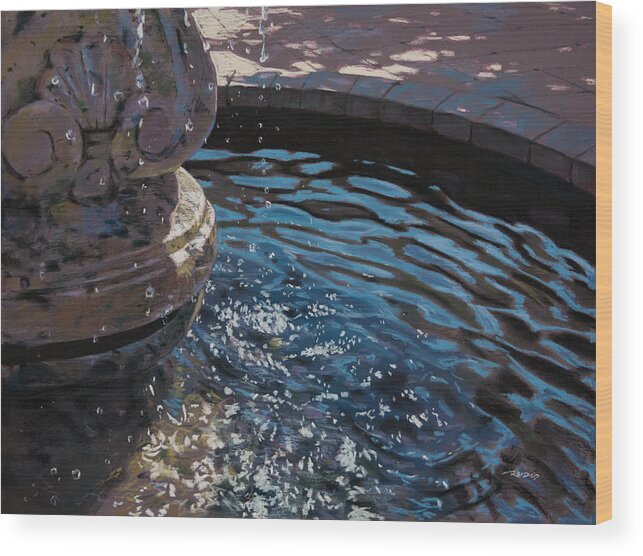 America Wood Print featuring the pastel Fountain by Christopher Reid