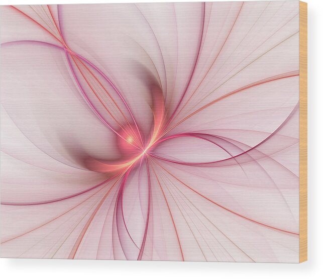 Fractal Wood Print featuring the digital art Fractal Pink Dream by Gabiw Art