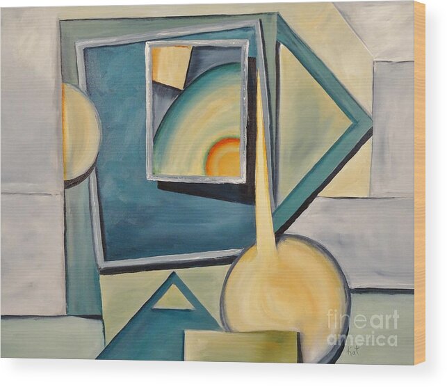 Geometric Wood Print featuring the painting Framed by Kat McClure