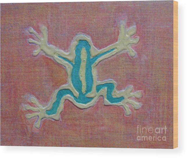 Frog Wood Print featuring the mixed media Frog by Patricia Januszkiewicz