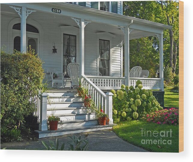 Front Porch Wood Print featuring the photograph Front Porch in Summer by Desiree Paquette
