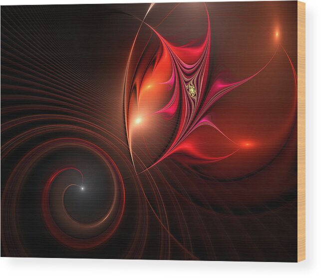 Abstract Wood Print featuring the digital art Fusion by Gabiw Art