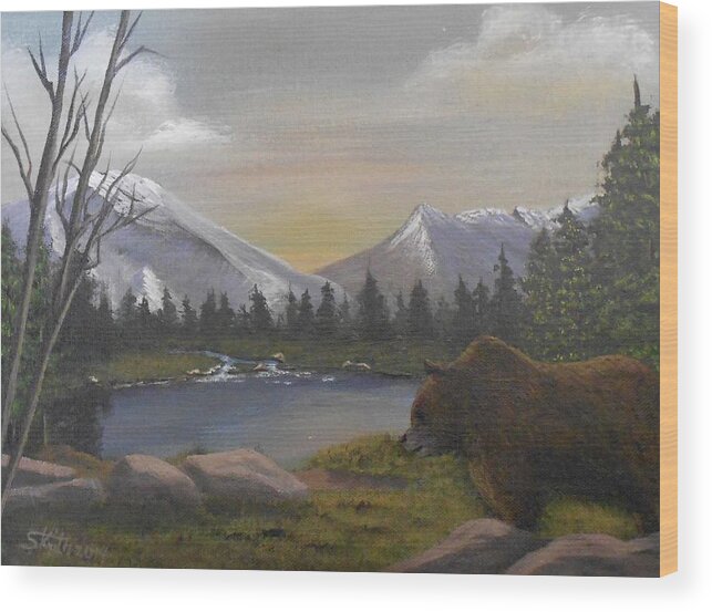 Grizzly Bear Wood Print featuring the painting Ghost Bear-the Cascade Grizzly by Sheri Keith