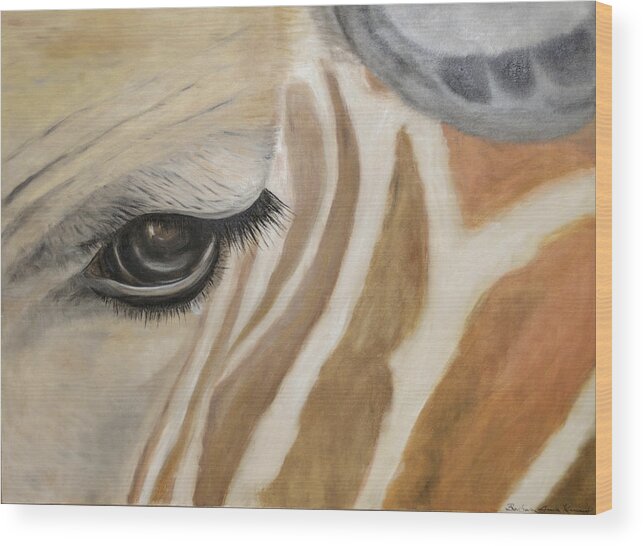 African Wild Life Art Wood Print featuring the painting Giraffe in captivity by Barbara Anna Knauf