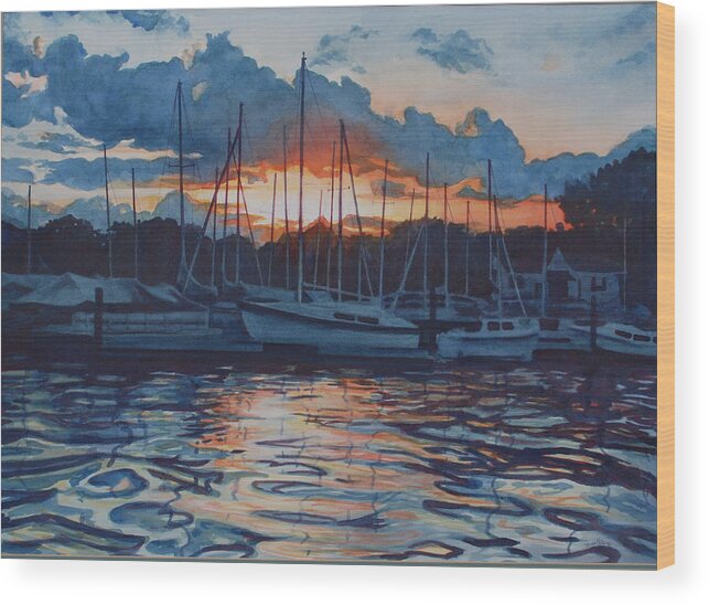 Lake Wood Print featuring the painting God's Glory Painted on the Heavens by Heidi E Nelson