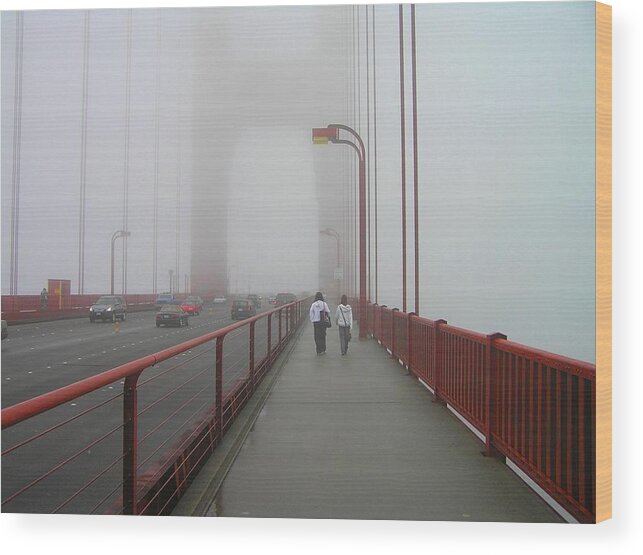 Golden Gate Bridge Wood Print featuring the photograph G. G. Bridge Walking by Oleg Zavarzin