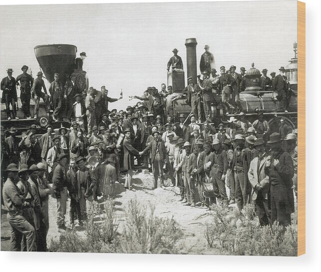 Science Wood Print featuring the photograph Golden Spike Ceremony, 1869 by Science Source