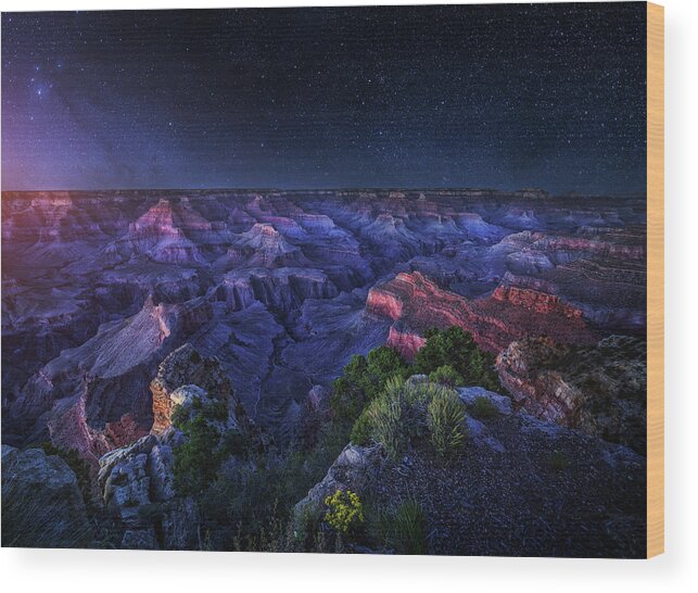 Night Wood Print featuring the photograph Grand Canyon Night by Juan Pablo De