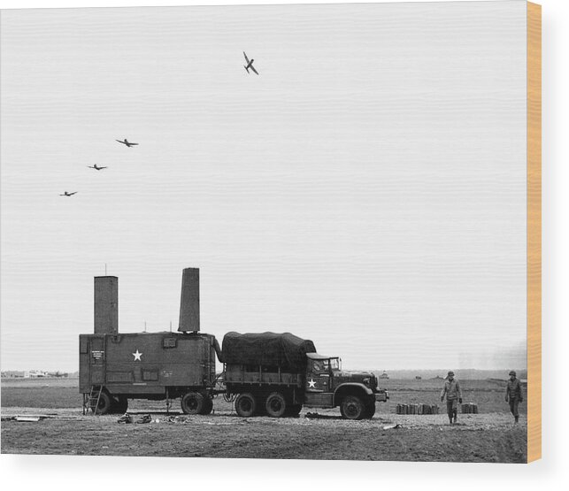 Vehicle Wood Print featuring the photograph Ground-control Approach Radar On Airfield by Nara/science Photo Library