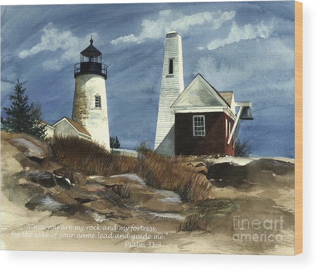 Pemaquid Lighthouse Wood Print featuring the painting Guiding Light by Nancy Patterson
