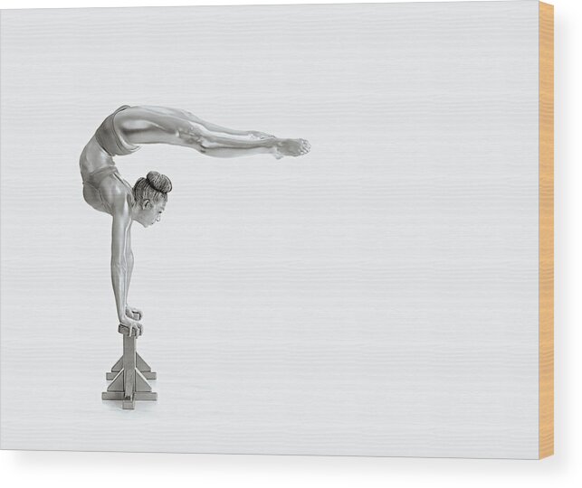 Gymnastics Wood Print featuring the photograph Gymnastics Series - Mexican Balance by Howard Ashton-jones