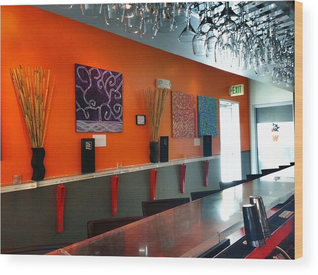 Show Wood Print featuring the painting Hapa Sushi Cherry Creek 3 by Angelina Tamez