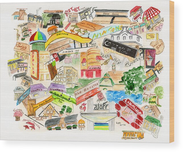 Harlem Collage Wood Print featuring the painting Harlem Collage by AFineLyne