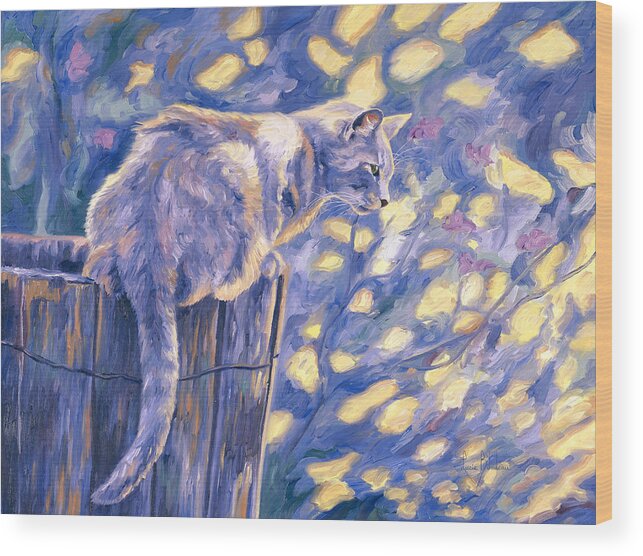 Cat Wood Print featuring the painting Hemingway Cat by Lucie Bilodeau