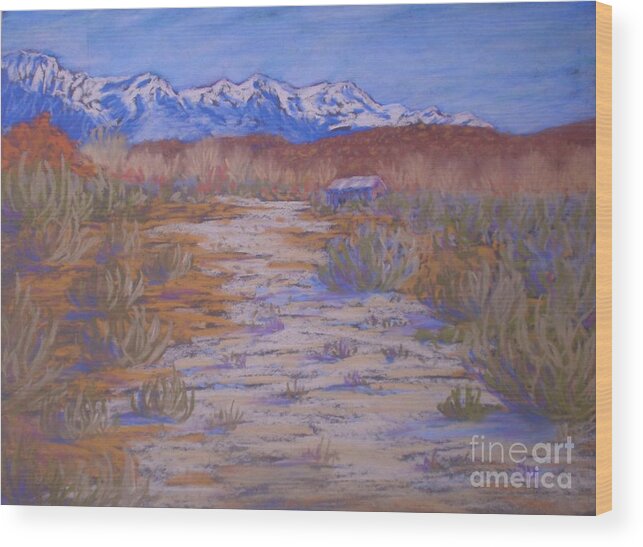 Landscape Wood Print featuring the painting High Sierras Dry Wash by Suzanne McKay