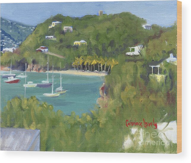 Island Wood Print featuring the painting Birds Eye View Honeymoon Beach North by Candace Lovely