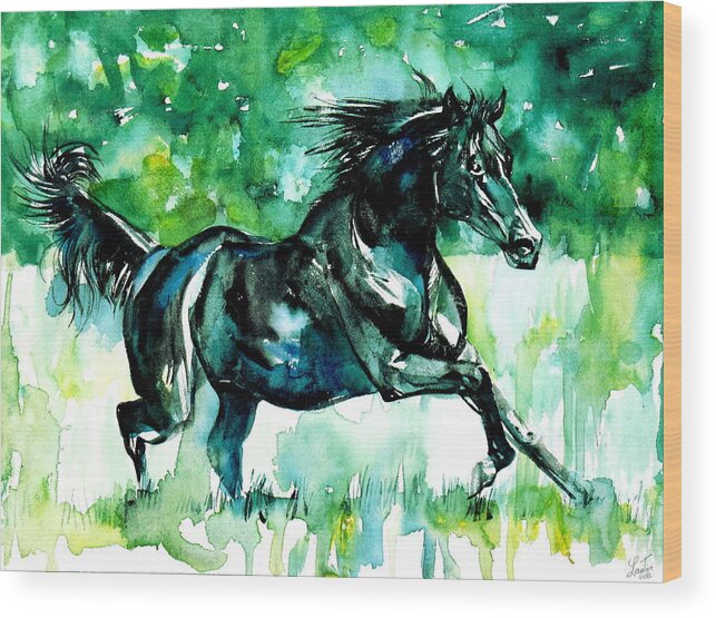 Horse Wood Print featuring the painting Horse Painting.42 by Fabrizio Cassetta