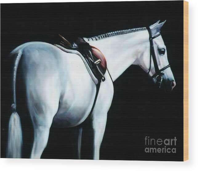Janet Crawford Wood Print featuring the painting Hunter Pony by Janet Crawford