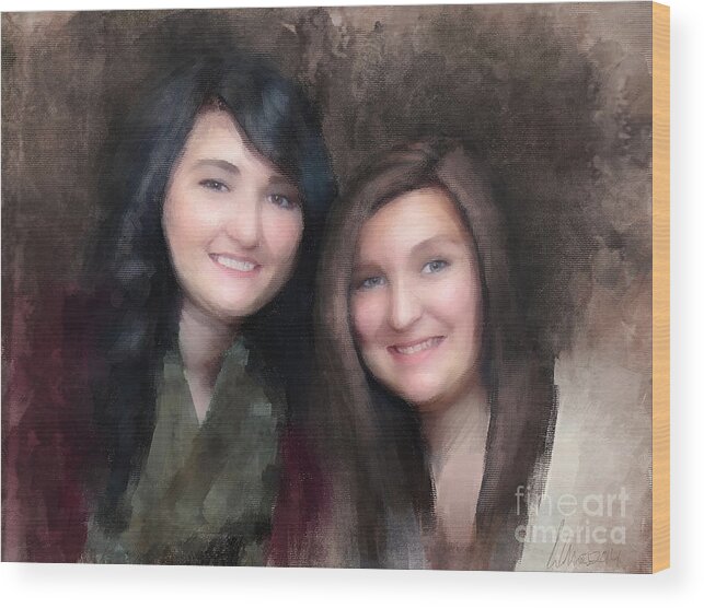 Client Work Wood Print featuring the digital art Katie and Sara by Jon Munson II
