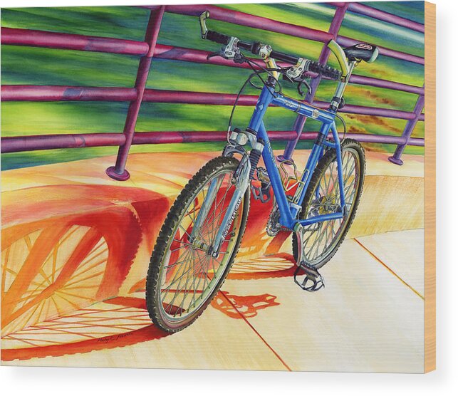 Bicycle Wood Print featuring the painting Klein Pulse Comp by Hailey E Herrera