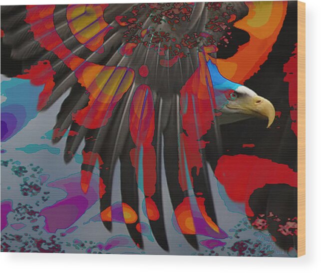 Eagle Wood Print featuring the mixed media Knight of the sky by Kevin Caudill