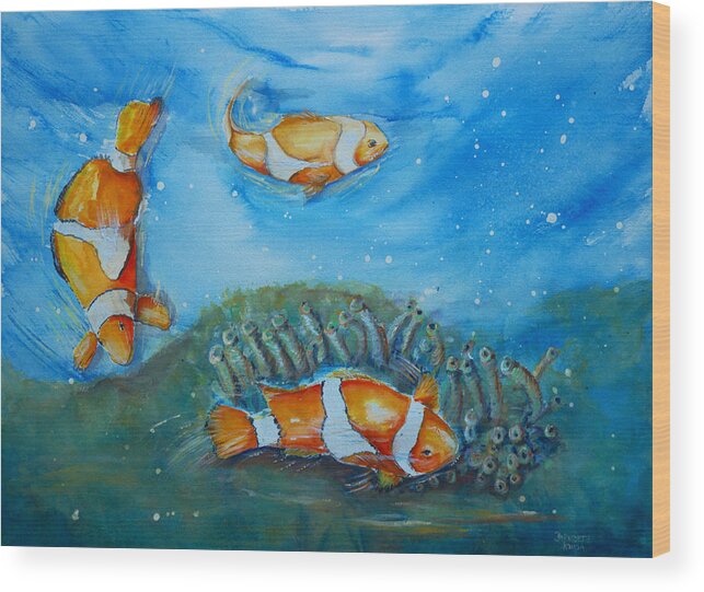 Koi' Wood Print featuring the painting Koi's On The Reef by Bernadette Krupa