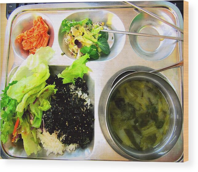 Seaweed Wood Print featuring the photograph Korean School Lunch by Claire-marie Harris