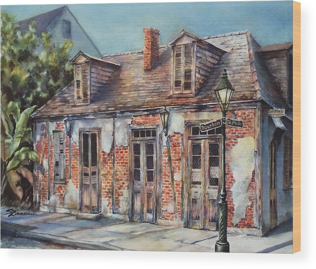 Lafitte Wood Print featuring the painting LaFitte's Blacksmith Shop by Sue Zimmermann