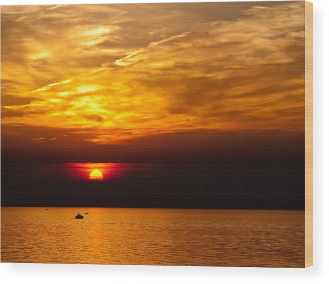 Cleveland Wood Print featuring the photograph Lake Erie Sunset by Shannon Workman