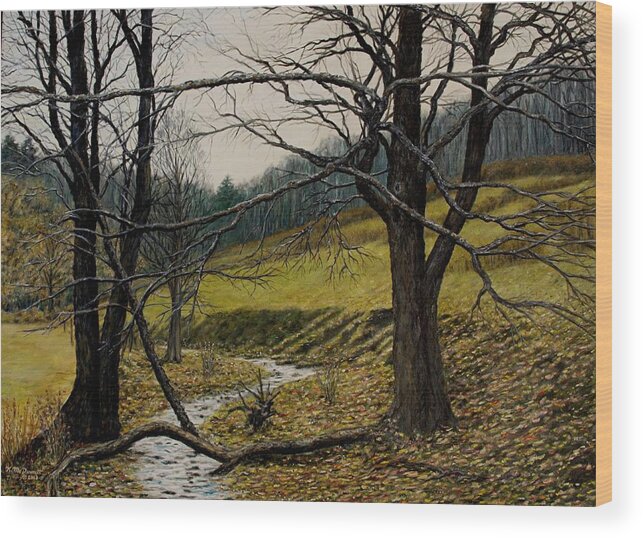 Fall Landscape Wood Print featuring the painting Last Gold of Autumn by Kathleen McDermott