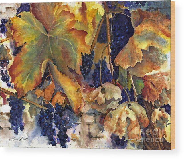 Still Life Wood Print featuring the painting The Magic of Autumn by Maria Hunt