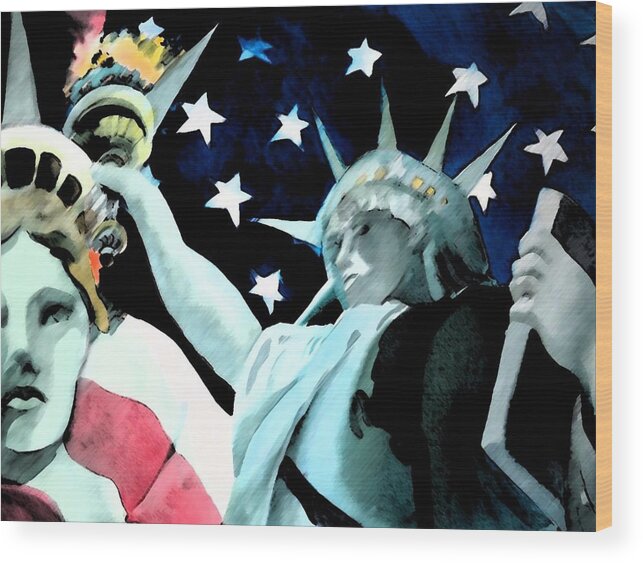 Statue Of Liberty Wood Print featuring the painting Liberty by Sue Kemp