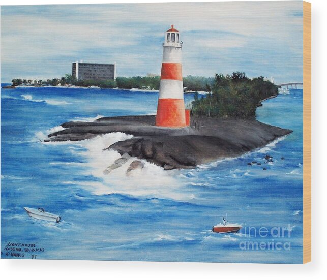 Lighthouse Wood Print featuring the painting Lighthouse II Nassau Bahamas by Kenneth Harris