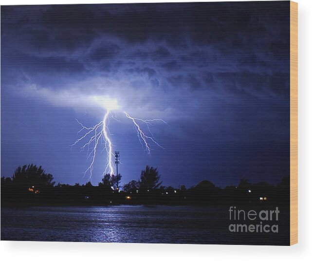 Lightning Wood Print featuring the photograph Power from above by Quinn Sedam