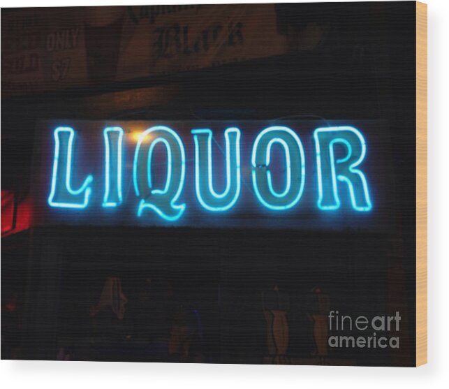 Bar Wood Print featuring the photograph Liquor Sign in Memphis by T Lowry Wilson