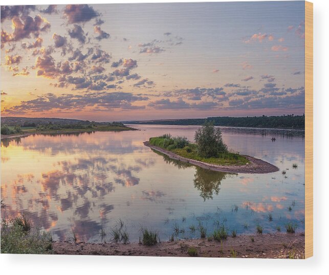 Quiet Wood Print featuring the photograph Little island on sunset by Dmytro Korol