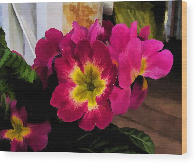 Ron Roberts Wood Print featuring the photograph Little Primrose flowers by Ron Roberts