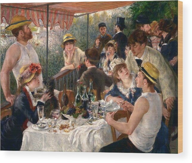 1880-1881 Wood Print featuring the painting Luncheon of the Boating Party by Pierre-Auguste Renoir