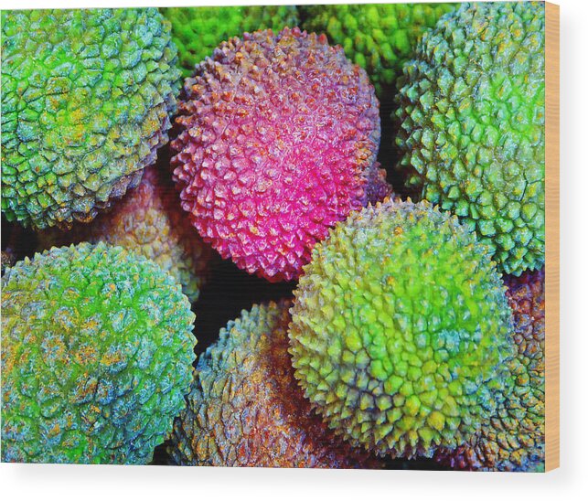 Lychee Wood Print featuring the photograph Lychee Bright by Laurie Tsemak