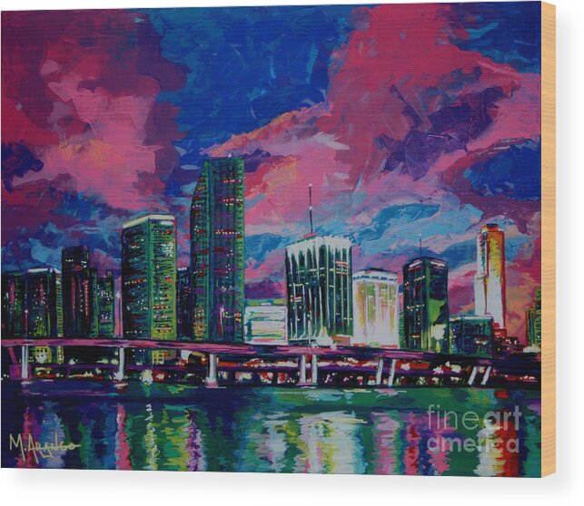 Miami Wood Print featuring the painting Magic City by Maria Arango