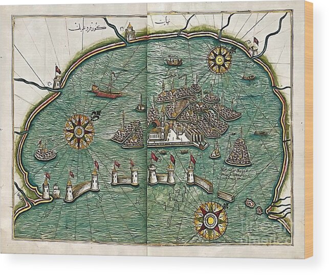 Medieval Map Wood Print featuring the digital art Map of the city of Venice by Dragica Micki Fortuna